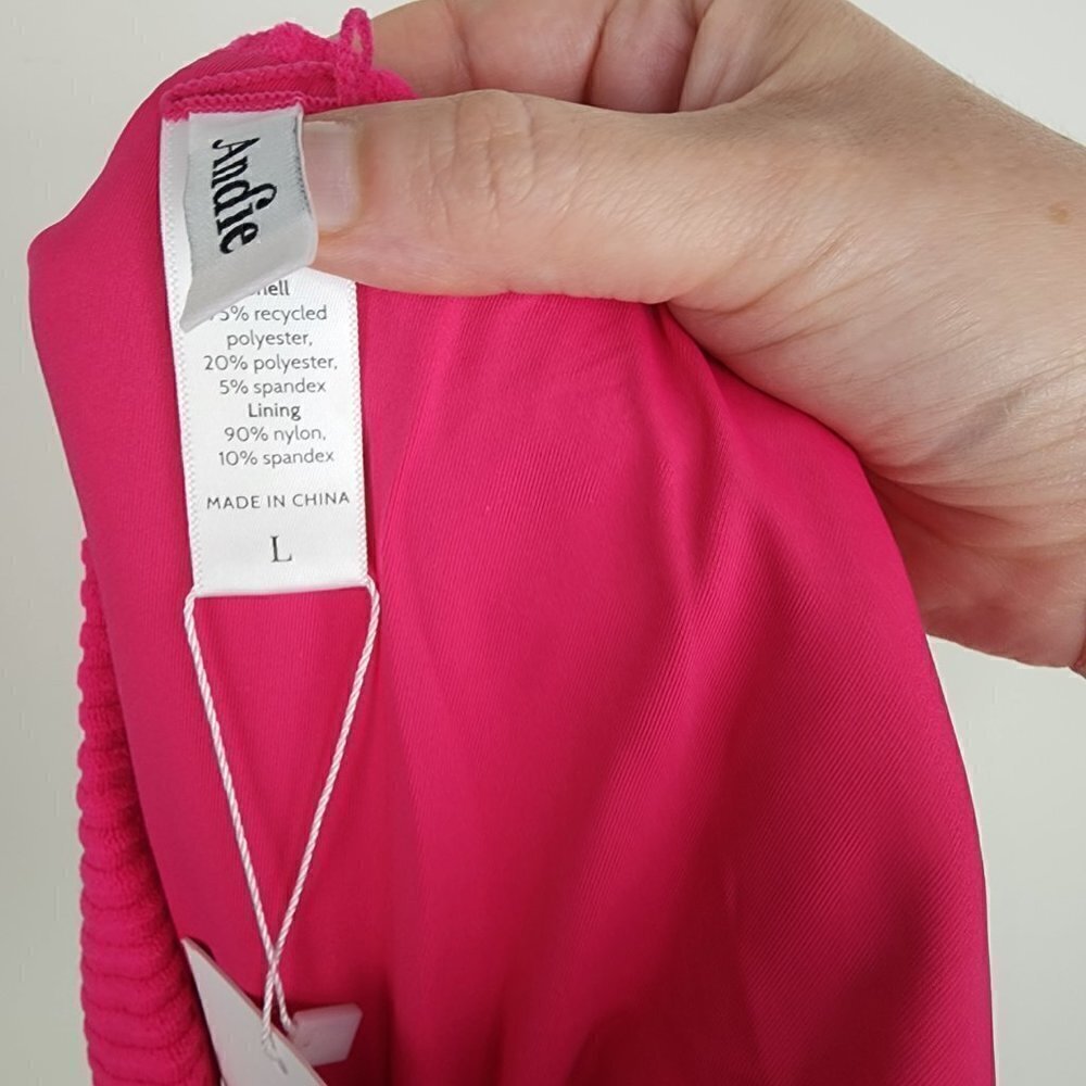 NWT Andie The Cheeky Bottom Rib Terry Neon Hibiscus Large - Picture 6 of 8